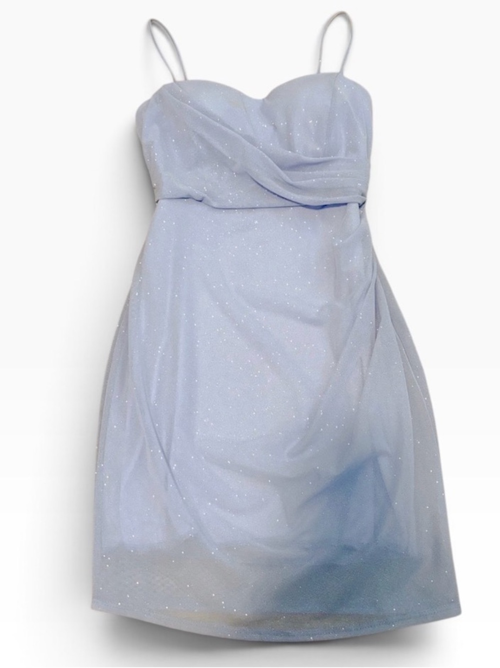 Sparkle Chiffon Spaghetti Strap Dress in Light Blue